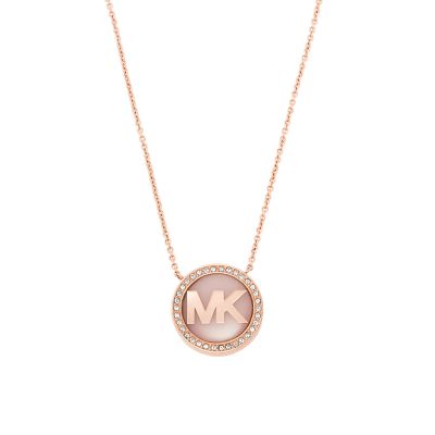 Michael Kors Women's Fashion Mk Rose Gold-Tone Stainless Steel Pendant Necklace - Rose Gold