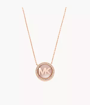Michael Kors Fashion MK Rose Gold-Tone Stainless Steel Pendant Necklace