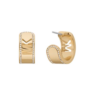 MK Fashion Gold Tone Brass Hoop Earrings MKJX8007710 Watch Station