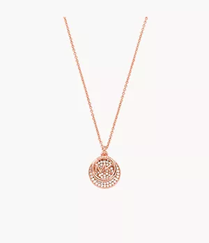 MK Fashion Rose Gold-Tone Brass Pendant Necklace
