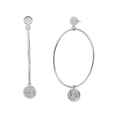 Michael Kors Women's Mk Fashion Silver-Tone Brass Hoop Earrings - Silver