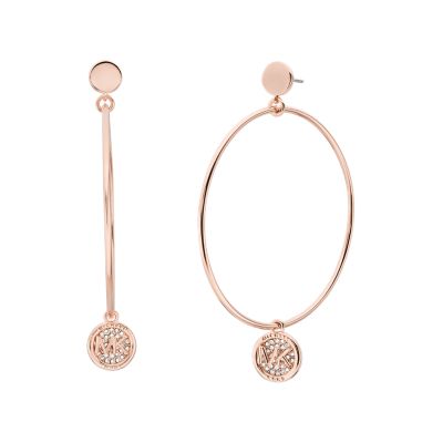 Michael Kors Women's Mk Fashion Rose Gold-Tone Brass Hoop Earrings - Rose Gold