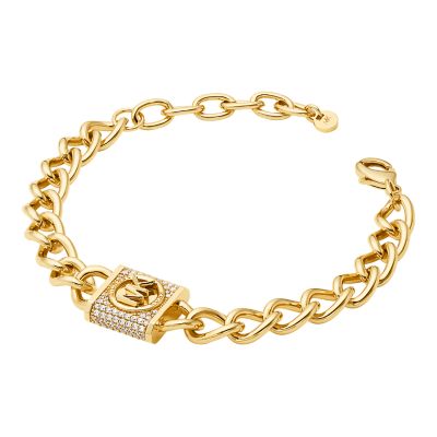 Michael Kors 14K Gold Plated Pav Lock Chain Bracelet MKJ8061710