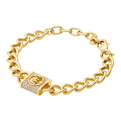 Michael Kors 14K Gold-Plated Pavé Lock Chain Bracelet - MKJ8061710