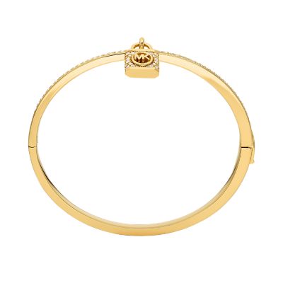 Michael Kors 14K Gold Plated Pav Lock Charm Bangle MKJ8064710