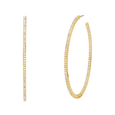 Michael Kors Women's 14K Gold-Plated Inside Outside Pavé Hoop Earrings - Gold