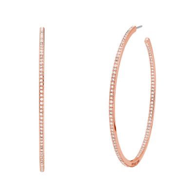 Michael Kors Women's 14K Rose Gold-Plated Inside Outside Pavé Hoop Earrings - Rose Gold