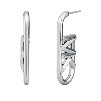 Michael Kors Women's Platinum-Plated Vertical Empire Link Earrings - Silver