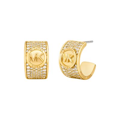 Michael Kors Women's 14K Gold-Plated Pavé Huggie Earrings - Gold