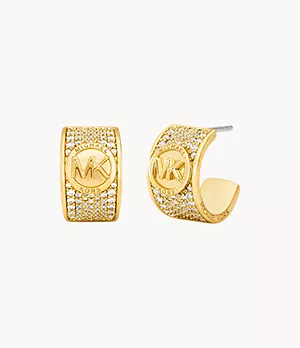 Michael Kors 14K Gold-Plated Pavé Huggie Earrings