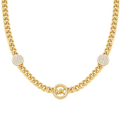 Michael Kors 14K Gold Plated Three Charm Chain Necklace