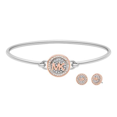 Michael Kors☆Two-Tone Monogram Bar【ブレスレット】 MK Fashion Two-Tone Brass Earrings and Bracelet Set