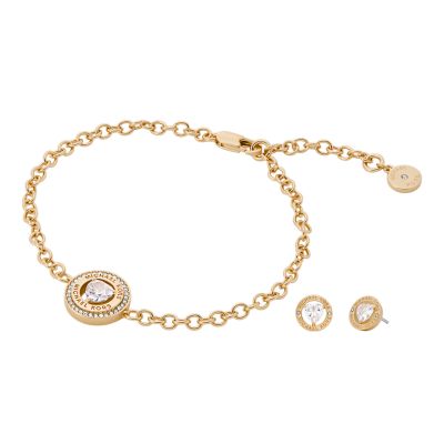 Michael Kors Women's Mk Fashion Gold-Tone Brass Bracelet And Earrings Set - Gold