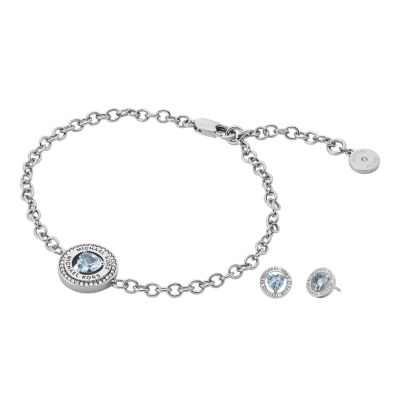 Michael Kors Women's Mk Fashion Silver-Tone Brass Bracelet And Earrings Set - Silver