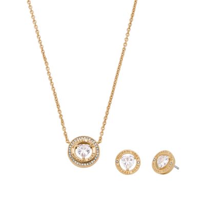 MK Fashion Gold-Tone Brass Necklace and Earrings Set