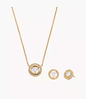 MK Fashion Gold-Tone Brass Necklace and Earrings Set