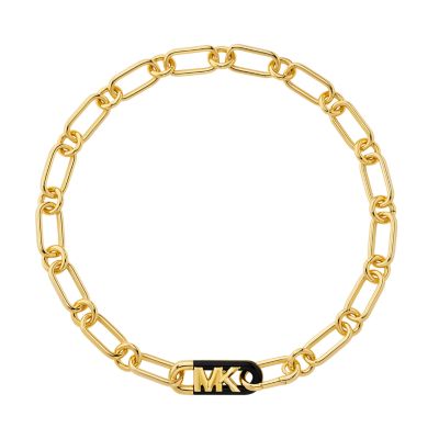 Michael Kors Women's 14K Gold-Plated Black Empire Link Chain Necklace - Gold