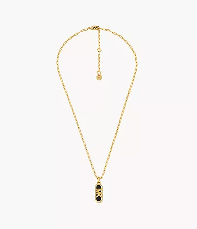 Michael Kors 14K Gold-Plated Black Onyx Dog Tag Necklace Michael Kors 14K Gold-Plated Black Onyx Dog Tag Necklace