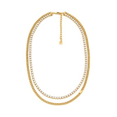 Michael Kors Women's 14K Gold-Plated Mixed Tennis Double Layer Necklace - Gold