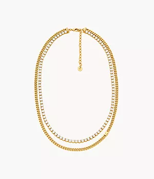 Michael Kors 14K Gold-Plated Mixed Tennis Double Layer Necklace