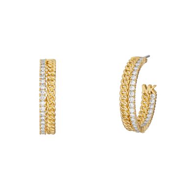 Michael Kors Women's 14K Gold-Plated Chain Hoop Earrings - Gold