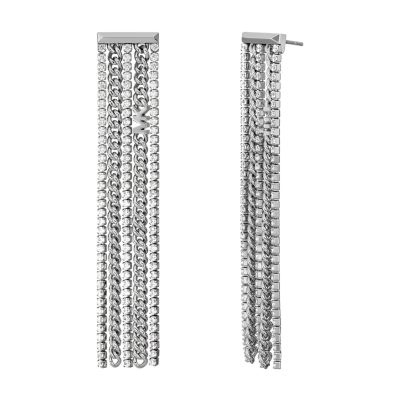 Michael Kors Women's Platinum-Plated Mixed Tennis Chain Drop Earrings - Silver