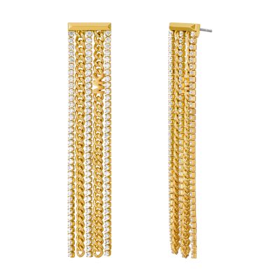 Michael Kors Women's 14K Gold-Plated Mixed Tennis Chain Drop Earrings - Gold