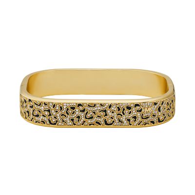 Michael Kors Women's 14K Gold-Plated Cheetah Print Bangle Bracelet - Gold