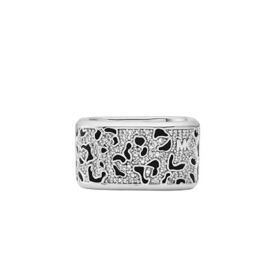 Michael Kors Women's Platinum-Plated Cheetah Print Band Ring - Silver
