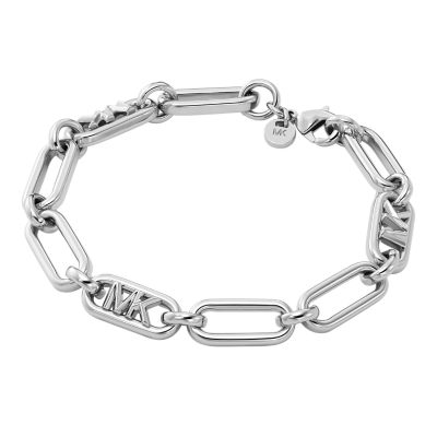 Michael Kors Women's Platinum-Plated Empire Link Chain Bracelet - Silver