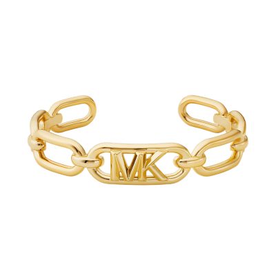 Michael Kors Women's 14K Gold-Plated Frozen Empire Link Cuff Bracelet - Gold