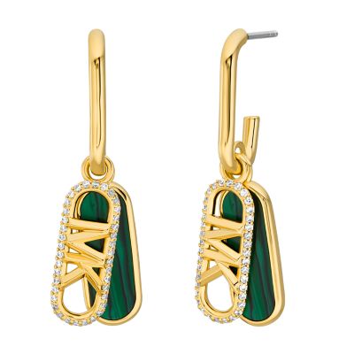 Michael Kors Women's 14K Gold-Plated Malachite Acetate Empire Charm Drop Earrings - Gold