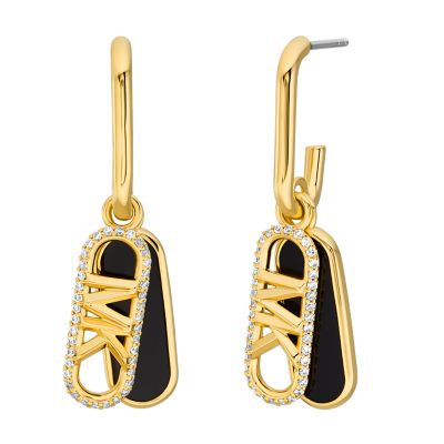 Michael Kors Women's 14K Gold-Plated Black Onyx Empire Charm Drop Earrings - Gold