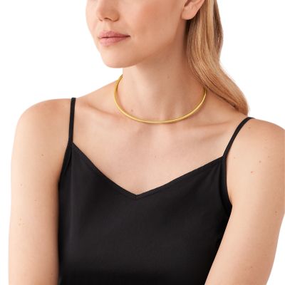 Thin gold deals collar necklace