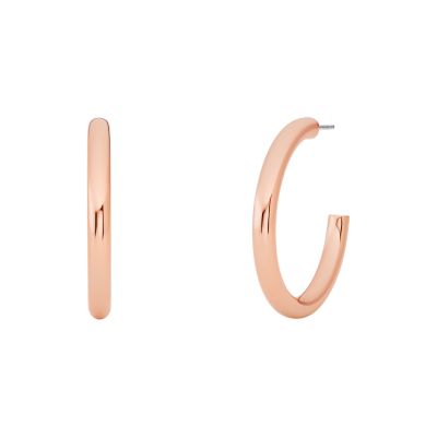 Michael Kors Women's 14K Rose Gold-Plated Small Thin Hoop Earrings - Rose Gold