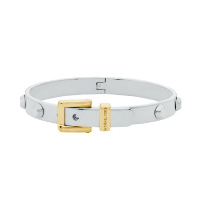 Michael Kors Two Tone Colby Buckle Bangle Bracelet MKJ835400931