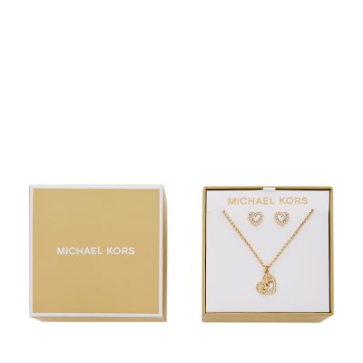 Michael Kors Gold-Tone Brass Earrings and Necklace Set