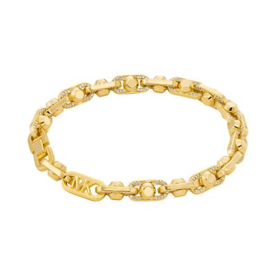 Michael Kors 14K Gold Plated Brass Pave Astor Link Chain Bracelet