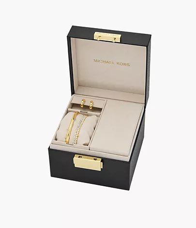 Michael Kors 14K Gold-Plated Brass Bracelet and Earrings Set Michael Kors 14K Gold-Plated Brass Bracelet and Earrings Set