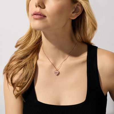 Michael Kors Rose Gold Tone Brass Locket Pendant Necklace MKJX0104A791 Watch Station