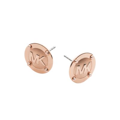 Michael Kors Rose Gold-Tone Logo Earrings