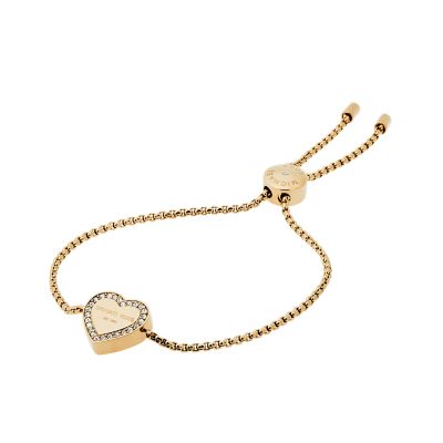Michael Kors Womens Logo Gold-Tone Slider Bracelet - Gold 70$