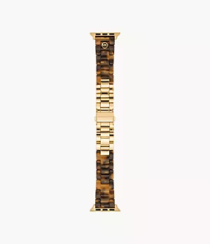 Bracelet pour Apple WatchMD Michael Kors en acétate écaille de tortue et en acier inoxydable ton or, 38/40/41 mm