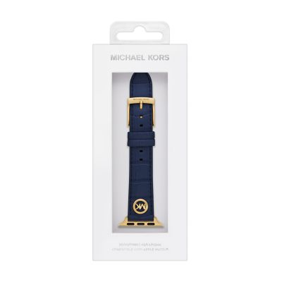 Michael Kors Navy Croco Leather Band for Apple Watch 38 40 41mm and 42 44 45 49mm