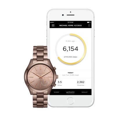 michael kors slim runway ip hybrid smartwatch