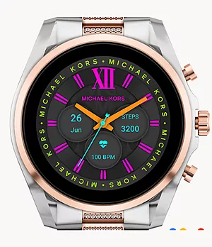 Coffret de montre connectée Gen 6 Bradshaw de Michael Kors en acier inoxydable, bicolore, et bracelet de montre