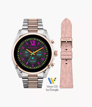 Coffret de montre connectée Gen 6 Bradshaw de Michael Kors en acier inoxydable, bicolore, et bracelet de montre