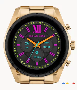 Set Michael Kors Damen-Smartwatch Gen 6 Bradshaw Edelstahl goldfarben Wechselband