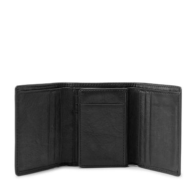 Light blue saffiano leather tri-fold wallet