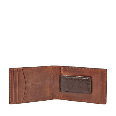 English Tan Leather Money Clip Wallet